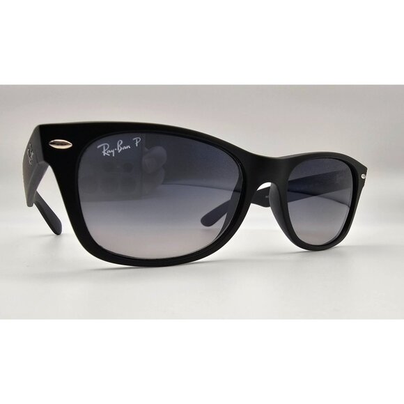 Ray-Ban New Wayfarer Sunglasses RB2132 Matte Black Blue/Grey Lens Polarized - Picture 8 of 11
